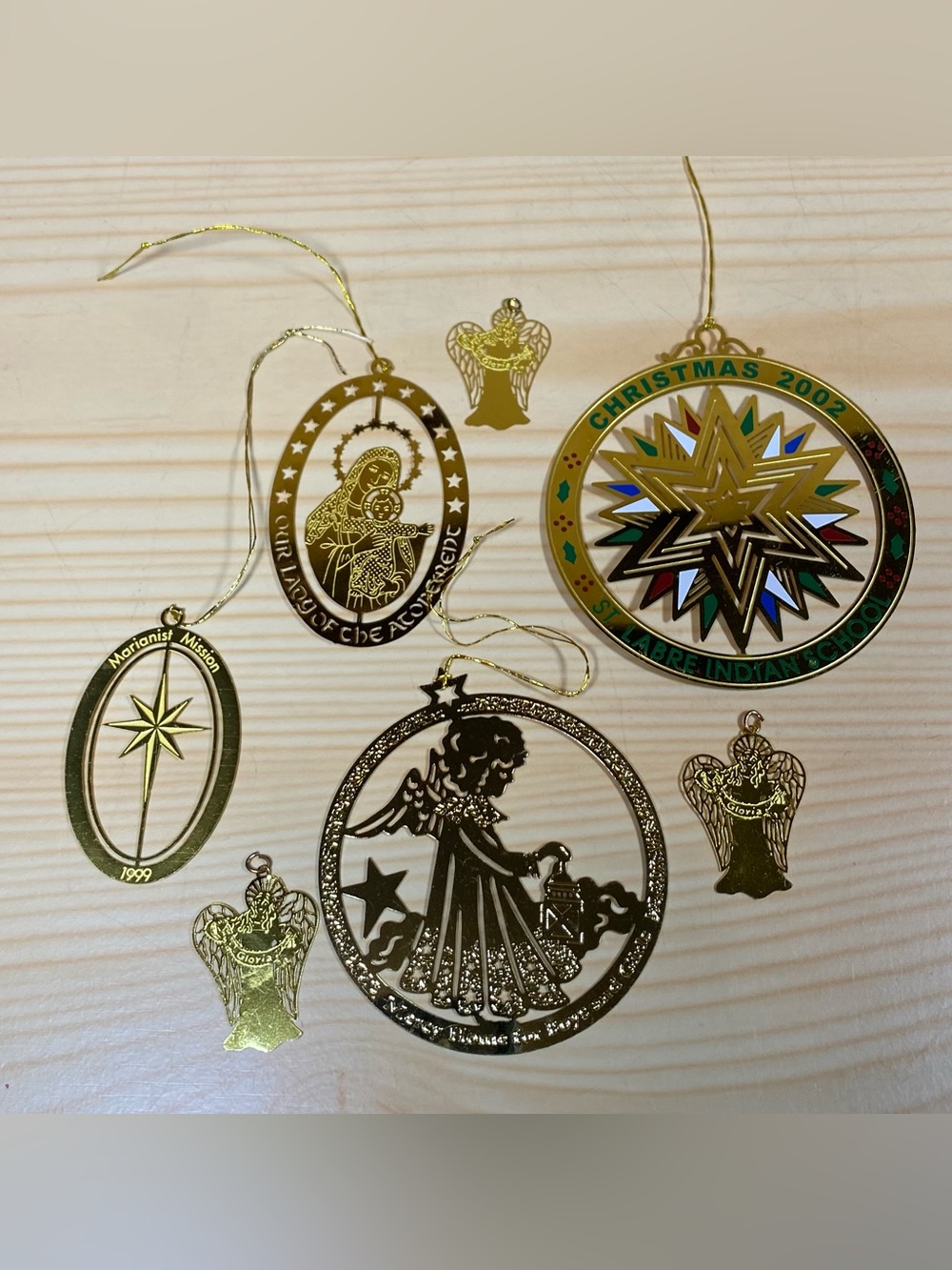 7 Piece Ornament Pendant Set Christmas Mercy Home St Labre Indian School Vintage